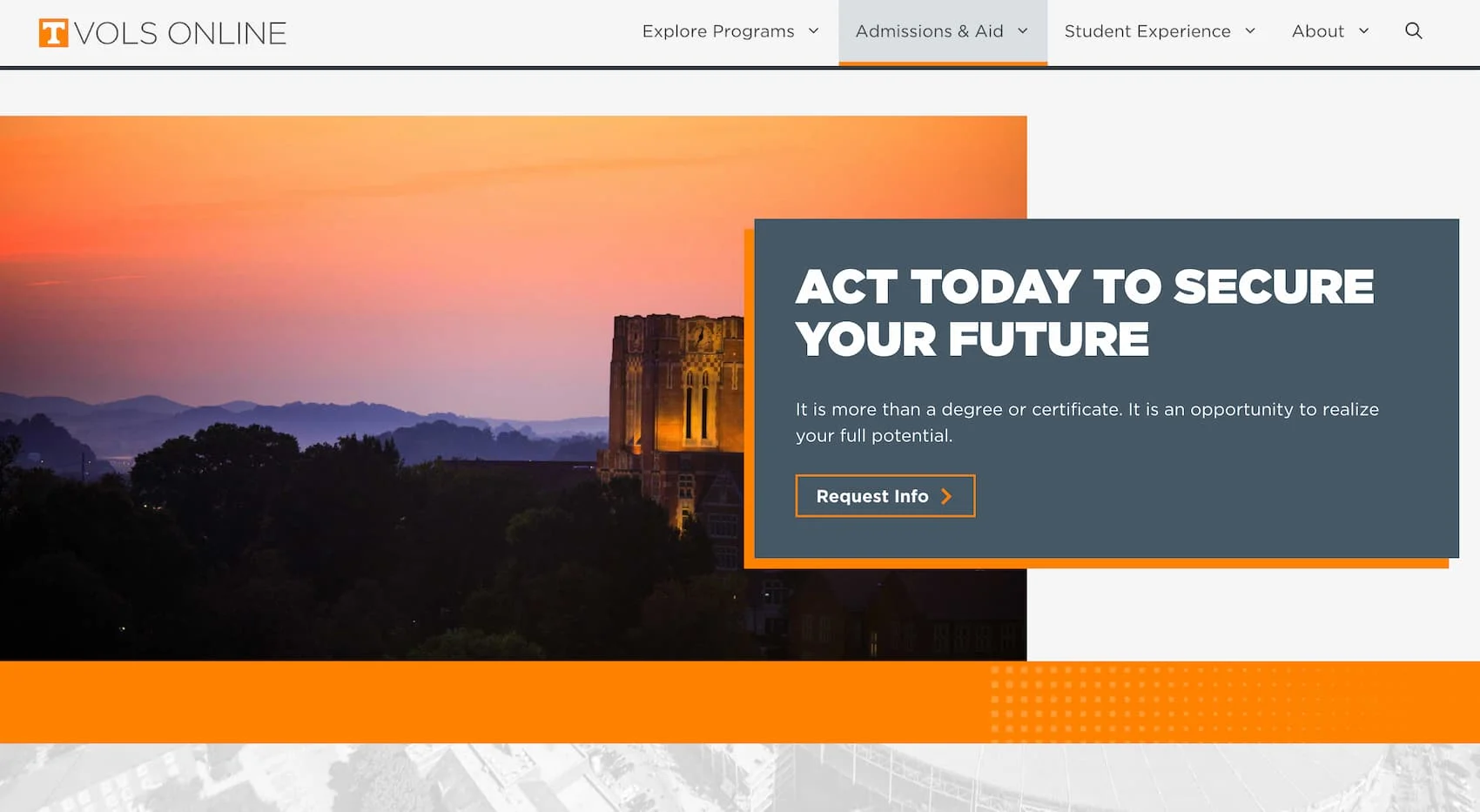 Vols Online inquiry form headed Act Today to Secure Your Future, April 2023.