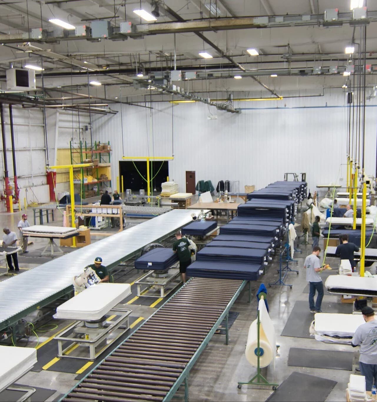 Manufacturing equipment on the American Bedding factory floor.